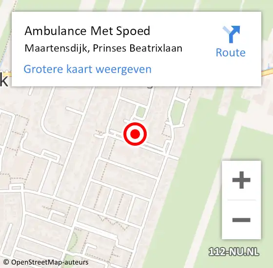 Locatie op kaart van de 112 melding: Ambulance Met Spoed Naar Maartensdijk, Prinses Beatrixlaan op 14 mei 2016 15:53