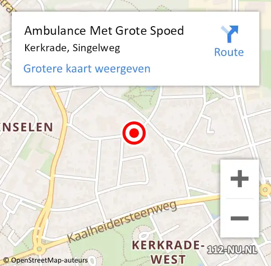 Locatie op kaart van de 112 melding: Ambulance Met Grote Spoed Naar Kerkrade, Singelweg op 14 mei 2016 16:50