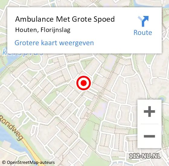Locatie op kaart van de 112 melding: Ambulance Met Grote Spoed Naar Houten, Florijnslag op 14 mei 2016 16:58