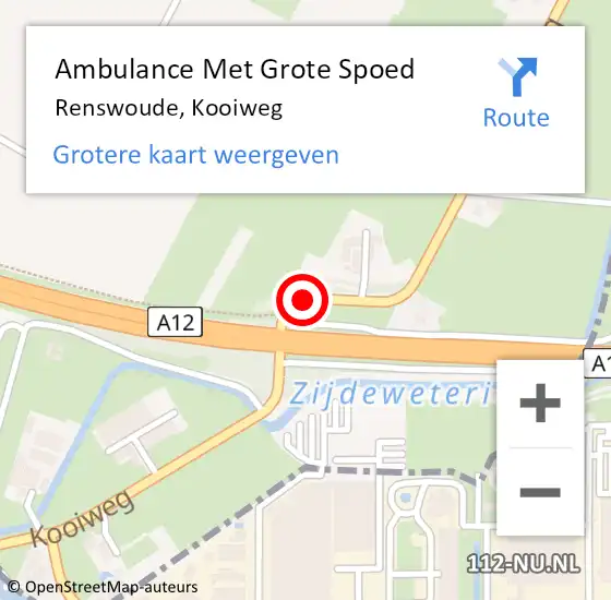 Locatie op kaart van de 112 melding: Ambulance Met Grote Spoed Naar Renswoude, Kooiweg op 14 mei 2016 17:36