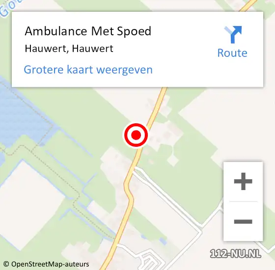 Locatie op kaart van de 112 melding: Ambulance Met Spoed Naar Hauwert, Hauwert op 14 mei 2016 17:36