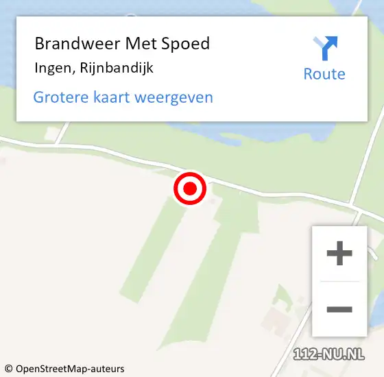 Locatie op kaart van de 112 melding: Brandweer Met Spoed Naar Ingen, Rijnbandijk op 14 mei 2016 18:19