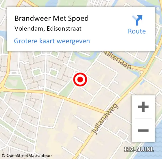 Locatie op kaart van de 112 melding: Brandweer Met Spoed Naar Volendam, Edisonstraat op 14 mei 2016 19:30