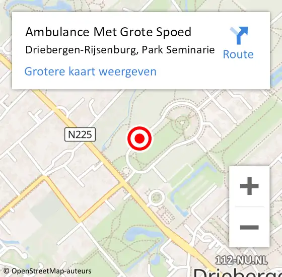 Locatie op kaart van de 112 melding: Ambulance Met Grote Spoed Naar Driebergen-Rijsenburg, Park Seminarie op 14 mei 2016 19:36
