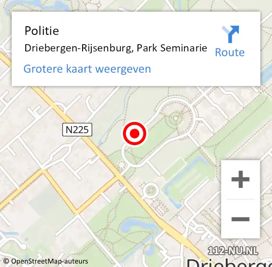 Locatie op kaart van de 112 melding: Politie Driebergen-Rijsenburg, Park Seminarie op 14 mei 2016 19:36