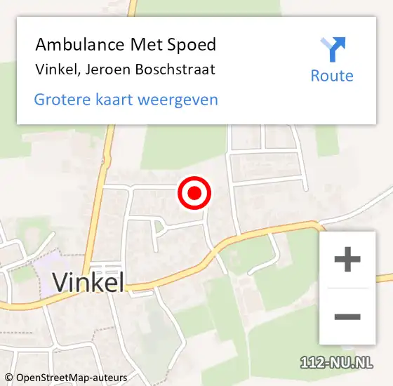 Locatie op kaart van de 112 melding: Ambulance Met Spoed Naar Vinkel, Jeroen Boschstraat op 14 mei 2016 19:52