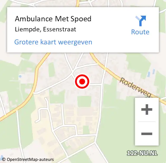 Locatie op kaart van de 112 melding: Ambulance Met Spoed Naar Liempde, Essenstraat op 14 mei 2016 21:29