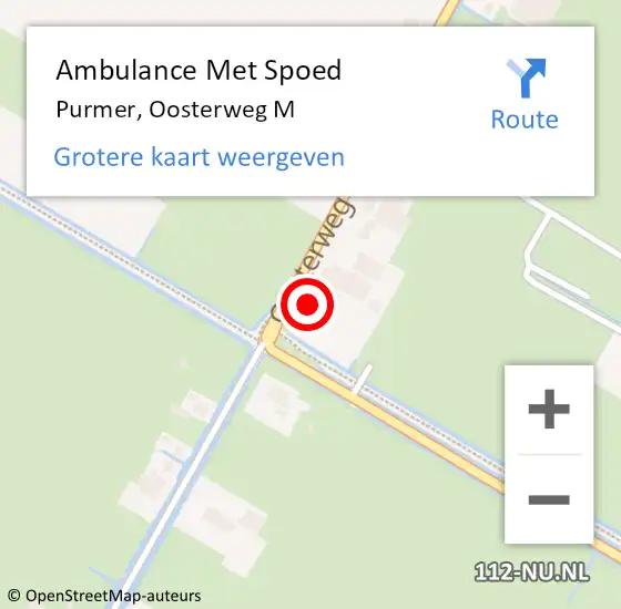 Locatie op kaart van de 112 melding: Ambulance Met Spoed Naar Purmer, Oosterweg M op 14 mei 2016 21:42