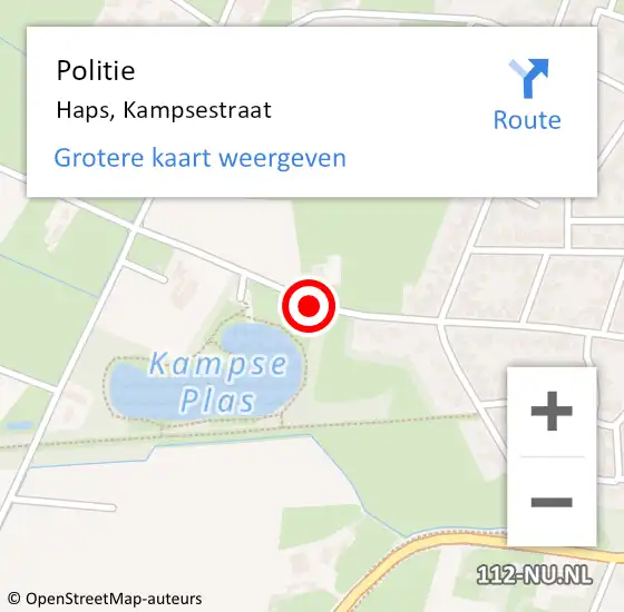 Locatie op kaart van de 112 melding: Politie Haps, Kampsestraat op 14 mei 2016 21:42