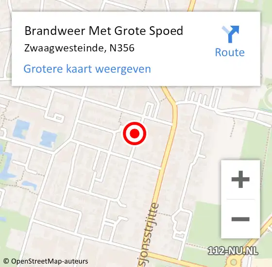 Locatie op kaart van de 112 melding: Brandweer Met Grote Spoed Naar Zwaagwesteinde, N356 op 15 december 2013 03:38