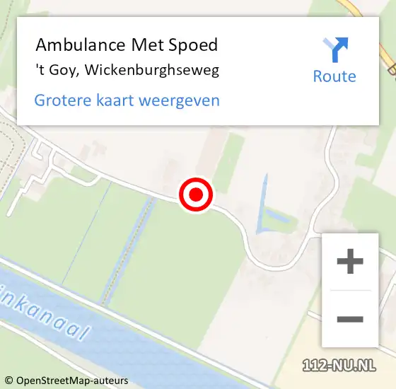 Locatie op kaart van de 112 melding: Ambulance Met Spoed Naar 't Goy, Wickenburghseweg op 14 mei 2016 22:36