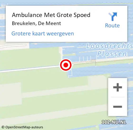 Locatie op kaart van de 112 melding: Ambulance Met Grote Spoed Naar Breukelen, De Meent op 14 mei 2016 22:41