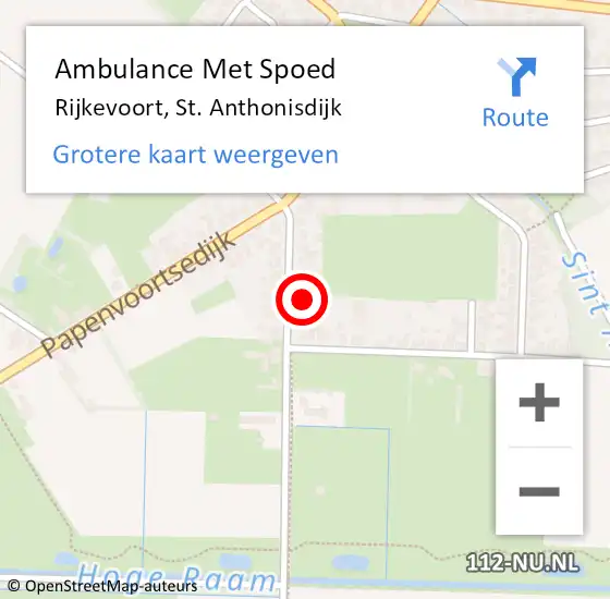 Locatie op kaart van de 112 melding: Ambulance Met Spoed Naar Rijkevoort, St. Anthonisdijk op 14 mei 2016 23:09