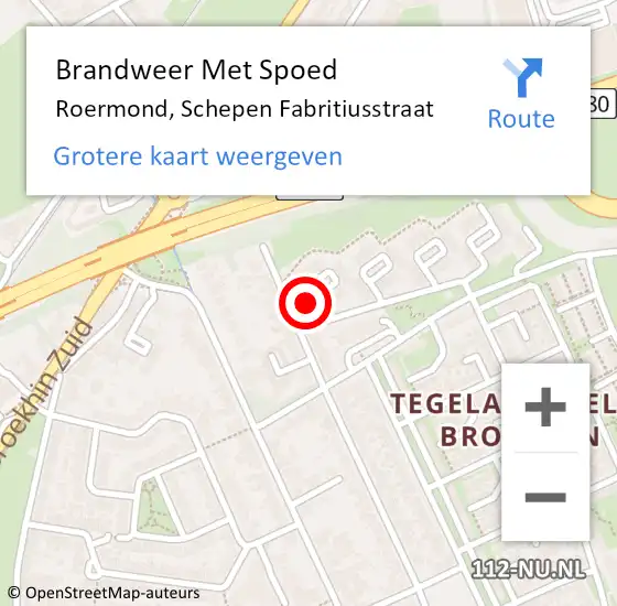 Locatie op kaart van de 112 melding: Brandweer Met Spoed Naar Roermond, Schepen Fabritiusstraat op 14 mei 2016 23:38