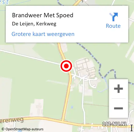 Locatie op kaart van de 112 melding: Brandweer Met Spoed Naar De Leijen, Kerkweg op 14 mei 2016 23:42