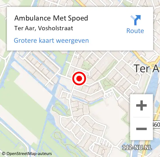 Locatie op kaart van de 112 melding: Ambulance Met Spoed Naar Ter Aar, Vosholstraat op 15 mei 2016 00:41