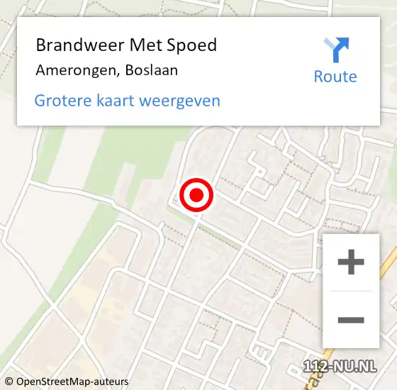 Locatie op kaart van de 112 melding: Brandweer Met Spoed Naar Amerongen, Boslaan op 15 mei 2016 01:07