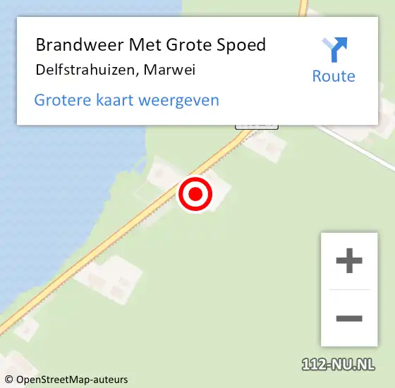 Locatie op kaart van de 112 melding: Brandweer Met Grote Spoed Naar Delfstrahuizen, Marwei op 15 mei 2016 01:27