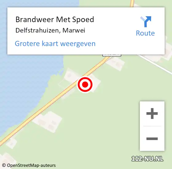 Locatie op kaart van de 112 melding: Brandweer Met Spoed Naar Delfstrahuizen, Marwei op 15 mei 2016 02:21