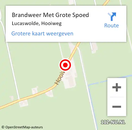 Locatie op kaart van de 112 melding: Brandweer Met Grote Spoed Naar Lucaswolde, Hooiweg op 15 mei 2016 02:42