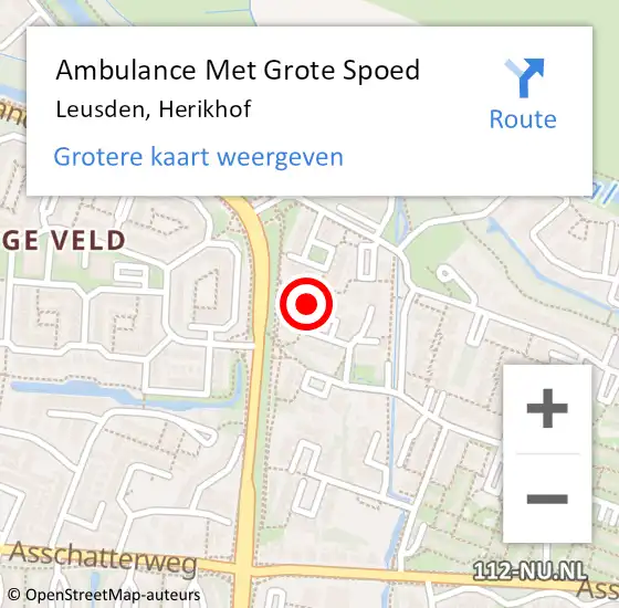 Locatie op kaart van de 112 melding: Ambulance Met Grote Spoed Naar Leusden, Herikhof op 15 mei 2016 04:30