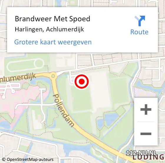 Locatie op kaart van de 112 melding: Brandweer Met Spoed Naar Harlingen, Achlumerdijk op 15 mei 2016 04:31