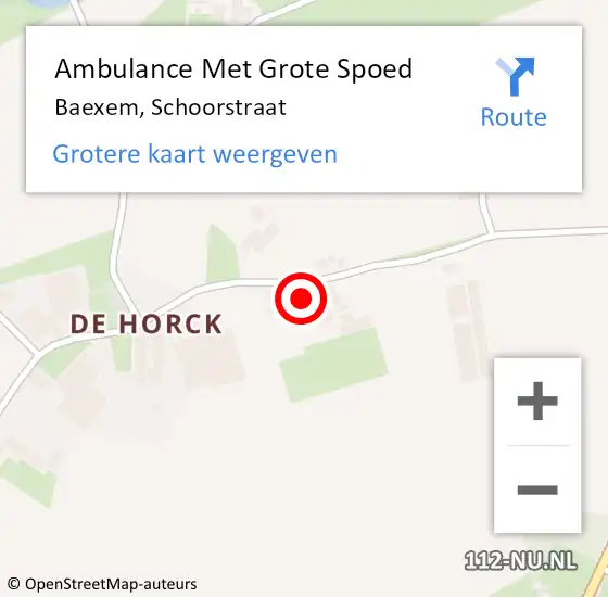 Locatie op kaart van de 112 melding: Ambulance Met Grote Spoed Naar Baexem, Schoorstraat op 15 mei 2016 04:35