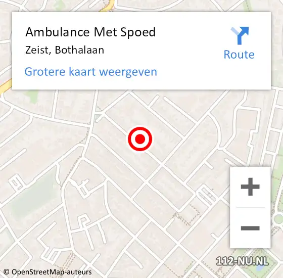 Locatie op kaart van de 112 melding: Ambulance Met Spoed Naar Zeist, Bothalaan op 15 mei 2016 05:30