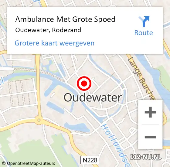 Locatie op kaart van de 112 melding: Ambulance Met Grote Spoed Naar Oudewater, Rodezand op 15 mei 2016 06:02