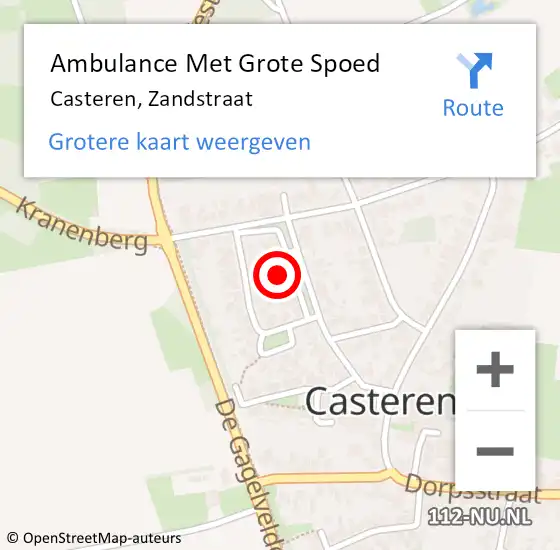 Locatie op kaart van de 112 melding: Ambulance Met Grote Spoed Naar Casteren, Zandstraat op 15 mei 2016 07:51