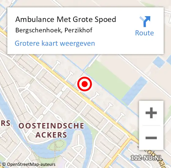 Locatie op kaart van de 112 melding: Ambulance Met Grote Spoed Naar Bergschenhoek, Perzikhof op 15 mei 2016 08:54