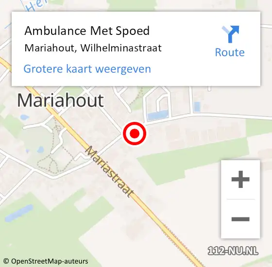 Locatie op kaart van de 112 melding: Ambulance Met Spoed Naar Mariahout, Wilhelminastraat op 15 mei 2016 09:52