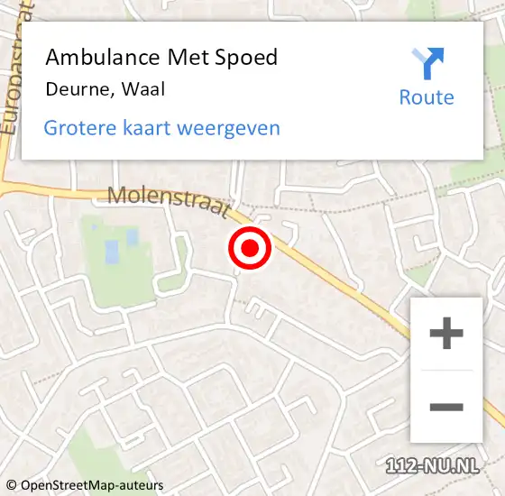 Locatie op kaart van de 112 melding: Ambulance Met Spoed Naar Deurne, Waal op 15 mei 2016 10:21