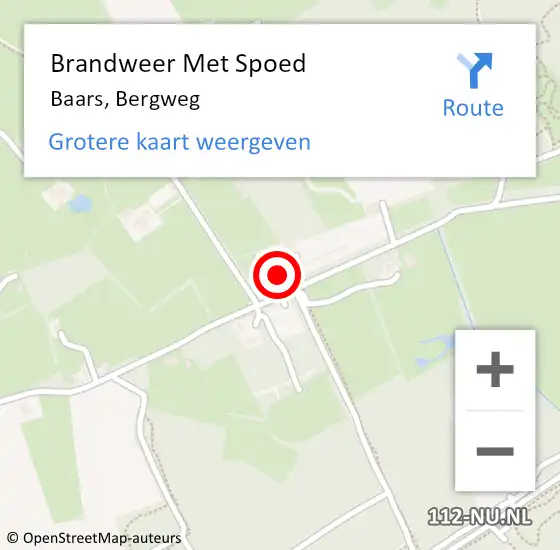Locatie op kaart van de 112 melding: Brandweer Met Spoed Naar Baars, Bergweg op 15 mei 2016 10:37