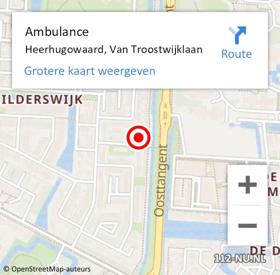 Locatie op kaart van de 112 melding: Ambulance Heerhugowaard, Van Troostwijklaan op 15 mei 2016 10:38