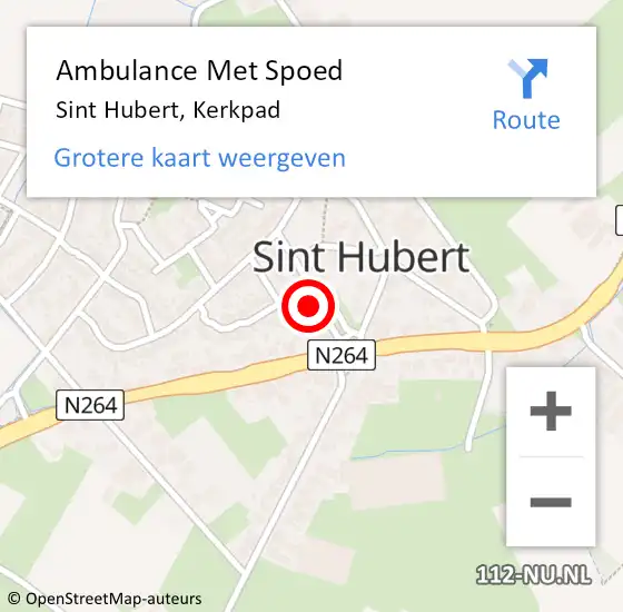 Locatie op kaart van de 112 melding: Ambulance Met Spoed Naar Sint Hubert, Kerkpad op 15 mei 2016 12:02