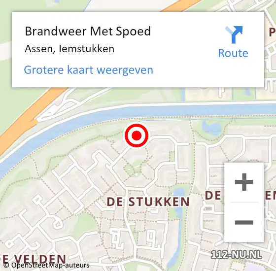 Locatie op kaart van de 112 melding: Brandweer Met Spoed Naar Assen, Iemstukken op 15 mei 2016 13:48