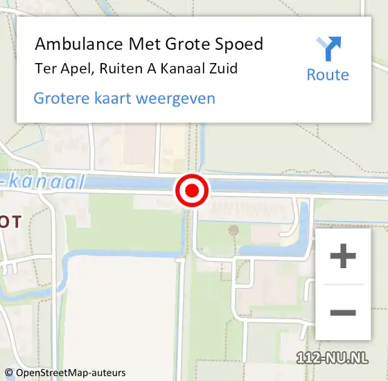 Locatie op kaart van de 112 melding: Ambulance Met Grote Spoed Naar Ter Apel, Ruiten A Kanaal Zuid op 15 mei 2016 13:58