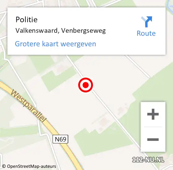 Locatie op kaart van de 112 melding: Politie Valkenswaard, Venbergseweg op 15 mei 2016 14:38