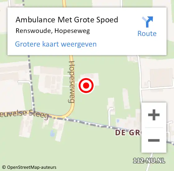 Locatie op kaart van de 112 melding: Ambulance Met Grote Spoed Naar Renswoude, Hopeseweg op 15 mei 2016 16:43