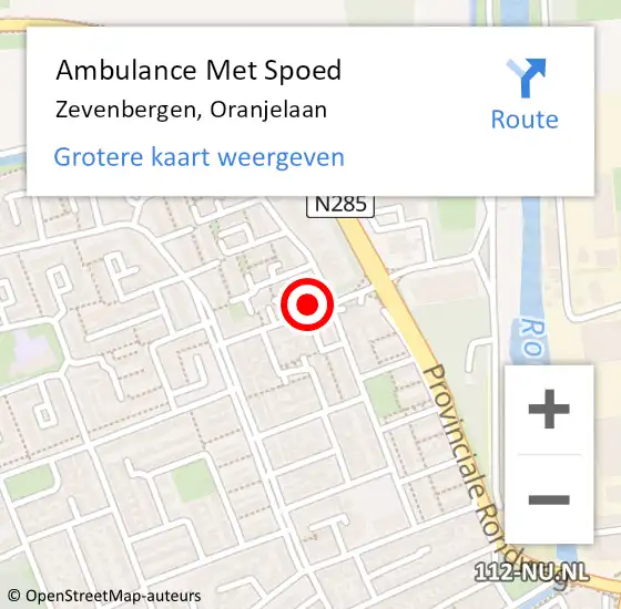 Locatie op kaart van de 112 melding: Ambulance Met Spoed Naar Zevenbergen, Oranjelaan op 15 mei 2016 16:51