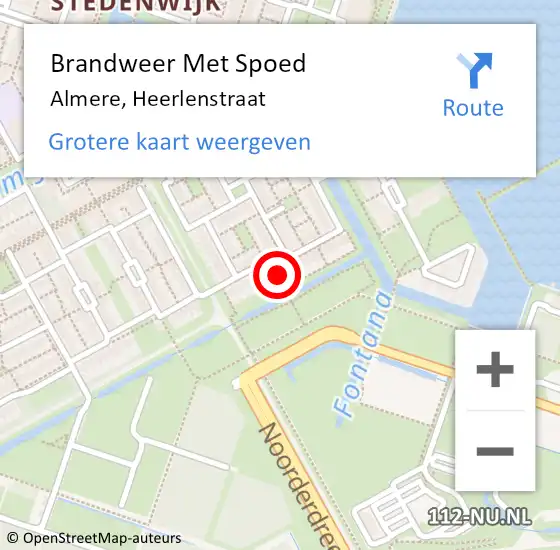 Locatie op kaart van de 112 melding: Brandweer Met Spoed Naar Almere, Heerlenstraat op 15 mei 2016 17:21