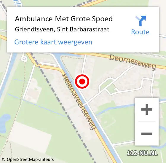 Locatie op kaart van de 112 melding: Ambulance Met Grote Spoed Naar Griendtsveen, Sint Barbarastraat op 15 mei 2016 17:36