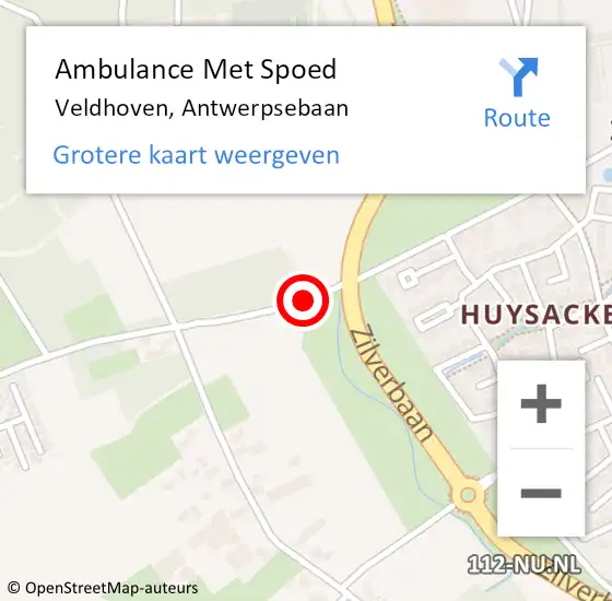 Locatie op kaart van de 112 melding: Ambulance Met Spoed Naar Veldhoven, Antwerpsebaan op 15 mei 2016 17:38