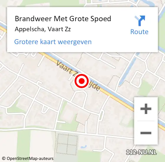 Locatie op kaart van de 112 melding: Brandweer Met Grote Spoed Naar Appelscha, Vaart Zz op 15 mei 2016 17:43