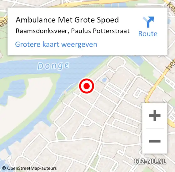 Locatie op kaart van de 112 melding: Ambulance Met Grote Spoed Naar Raamsdonksveer, Paulus Potterstraat op 15 mei 2016 18:02