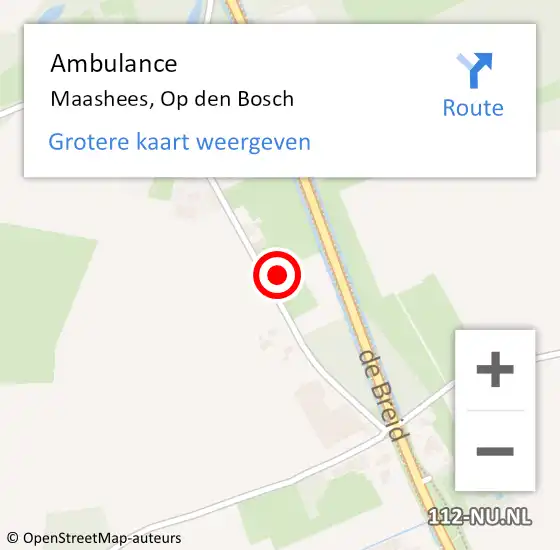 Locatie op kaart van de 112 melding: Ambulance Maashees, Op den Bosch op 15 mei 2016 18:05