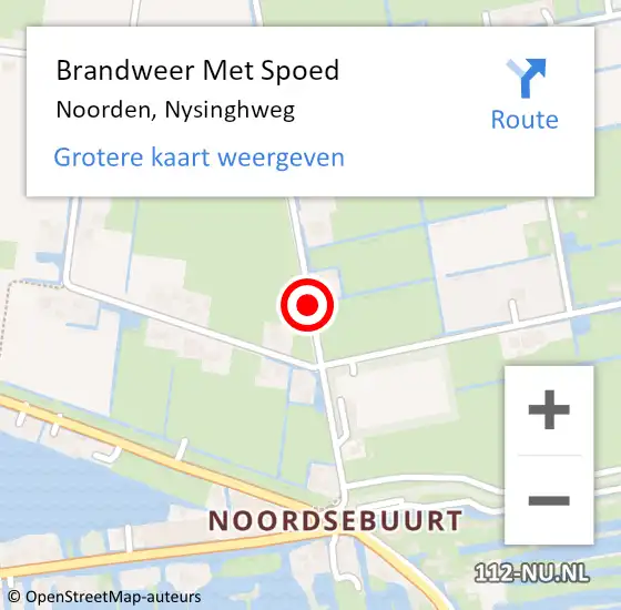 Locatie op kaart van de 112 melding: Brandweer Met Spoed Naar Noorden, Nysinghweg op 15 mei 2016 18:54