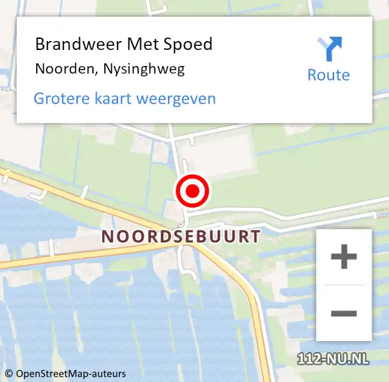 Locatie op kaart van de 112 melding: Brandweer Met Spoed Naar Noorden, Nysinghweg op 15 mei 2016 19:12