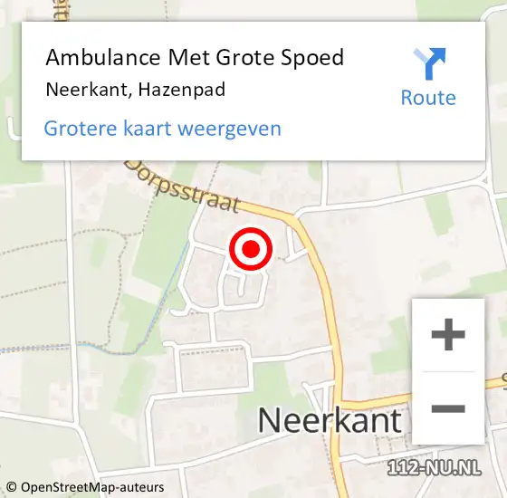 Locatie op kaart van de 112 melding: Ambulance Met Grote Spoed Naar Neerkant, Hazenpad op 15 mei 2016 19:29